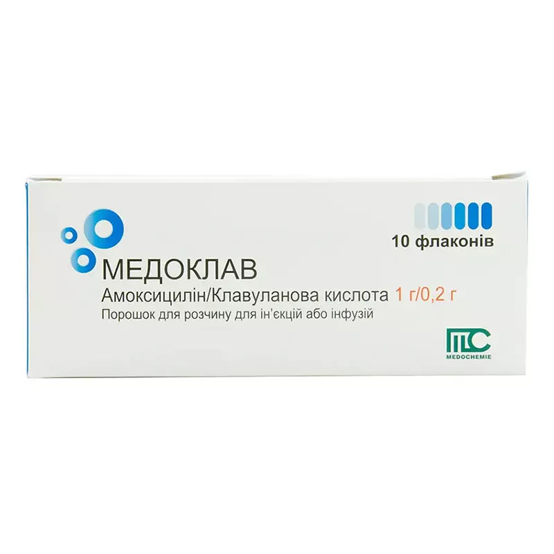 Медоклав порошок по 1 г/0.2 г во флаконе 10 шт.