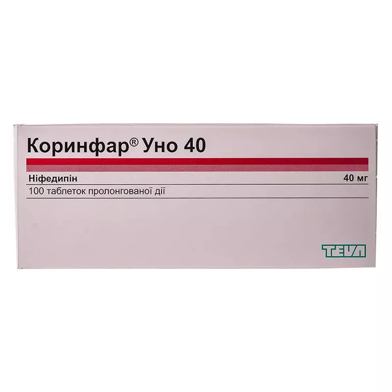 Коринфар Уно 40 таблетки по 40 мг 100 шт. (10х10)