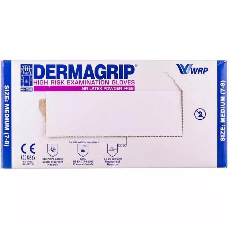 *Перчатки н/стерил смотровые Dermagrip HighRisk р.7-8 M (50 пар)