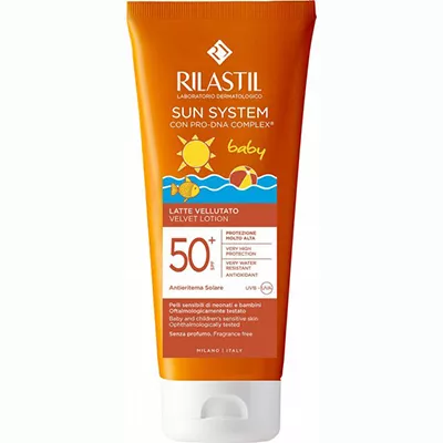 Лосьон Rilastil солнцезащитный бархатный для детей с SPF50+ 200мл
