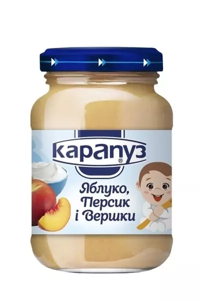 *Пюре Карапуз из яблок персиков со сливками 200 г