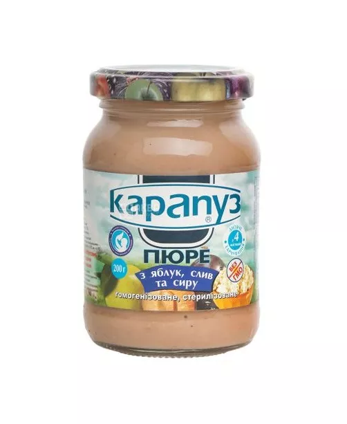 *Пюре Карапуз из яблок слив и творога 200 г