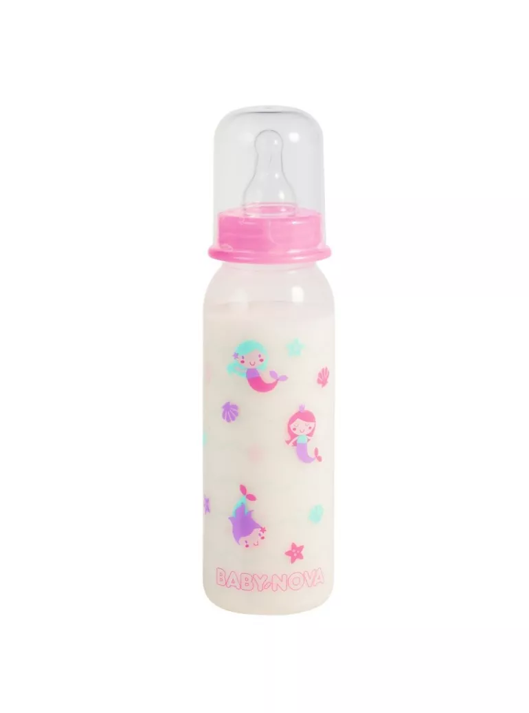 *Бутылочка Baby-nova 47000/47010-2 пластик 250мл Декор ДЕВОЧКА