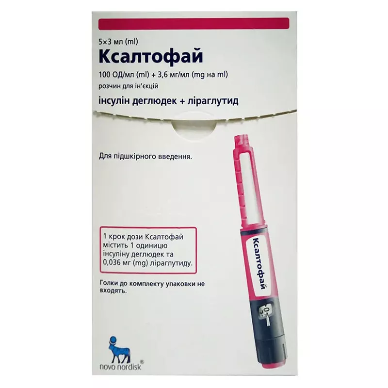 Ксалтофай раствор для инъекций 100 ЕД/мл 3,6 мг/мл картридж по 3 мл в шприц-ручке 5 шт.