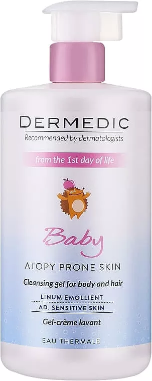 *Крем-гель Dermedic Emolient Linum Baby для тела и волос при сухой атопической коже 200мл