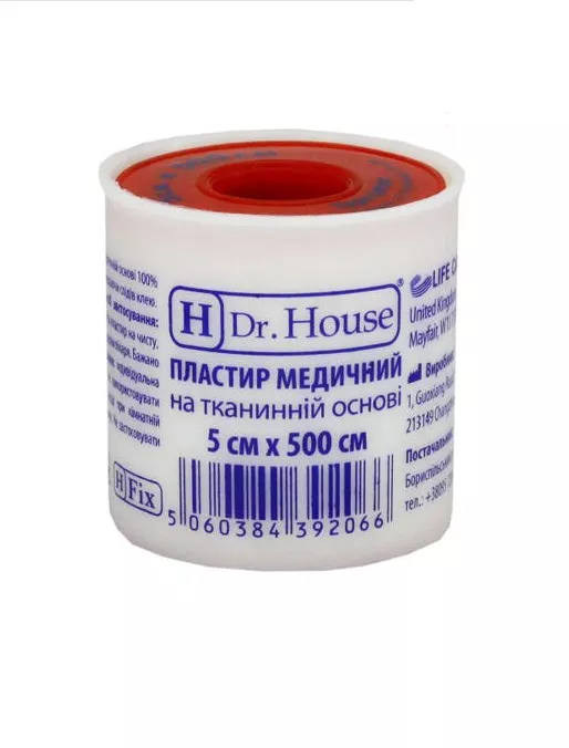 *Лейкопластрь H Dr.House катушка тканая основа 5 см*5 м пластмасовая упаковка