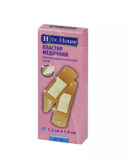 *Лейкопластырь H Dr.House бактерицидный нетканая основа 7,2 см*1,9 см №10