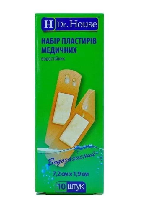 *Лейкопластырь H Dr.House бактерицидный полимерная основа 7,2 см*1,9 см №10