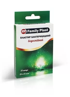 *Лейкопластырь FP Family Plast бакт.на полим.осн.вод.проз.25х72мм №20