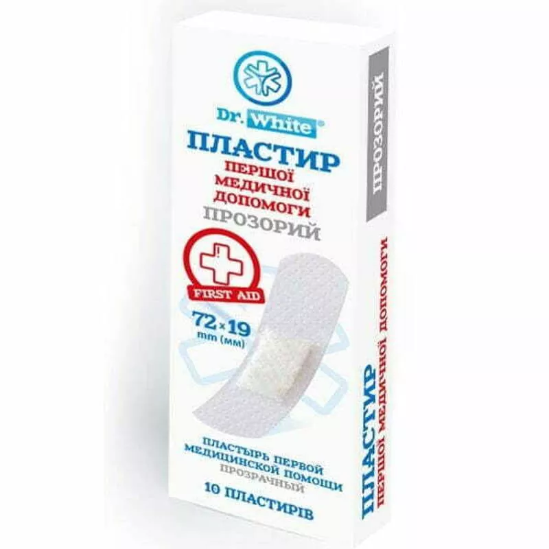 *Лейкопластырь Dr.White Первой мед.помощи проз.19х72мм №10