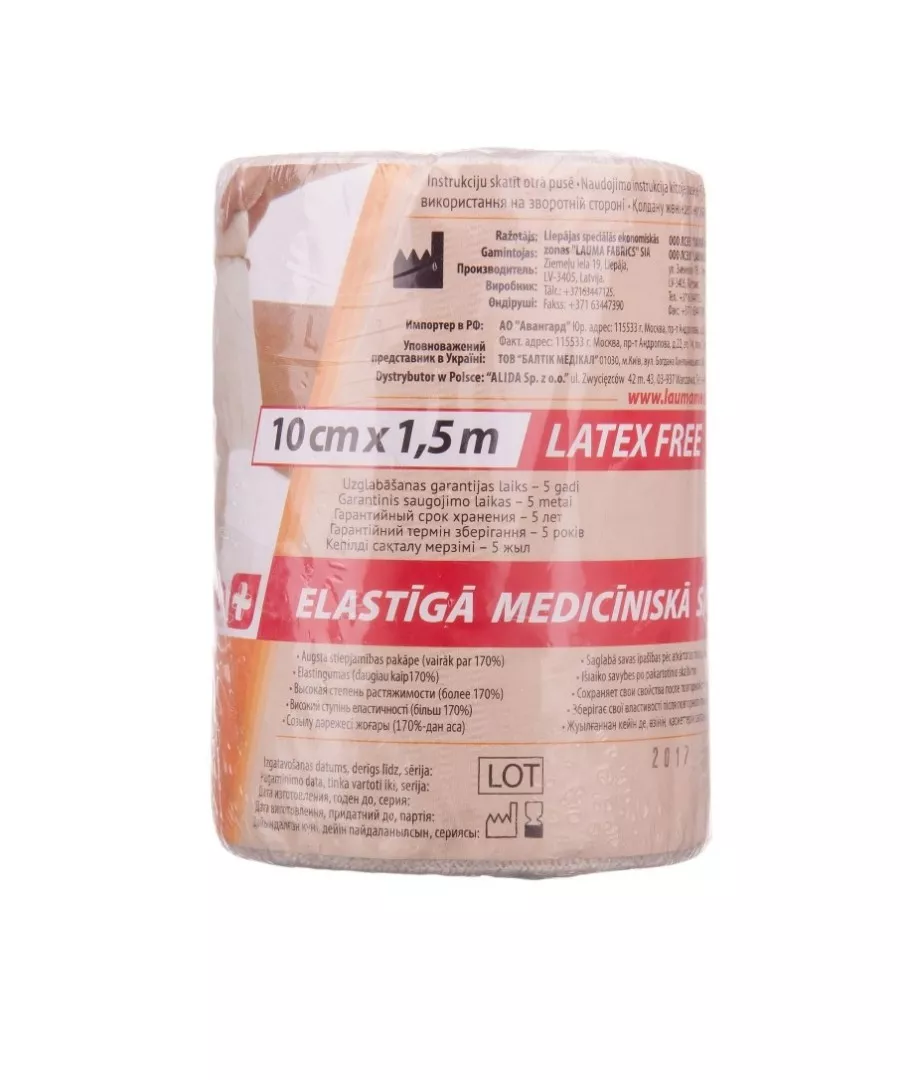 *Бинт LAUMA эластичный Latex Free 10 см*1,5 м