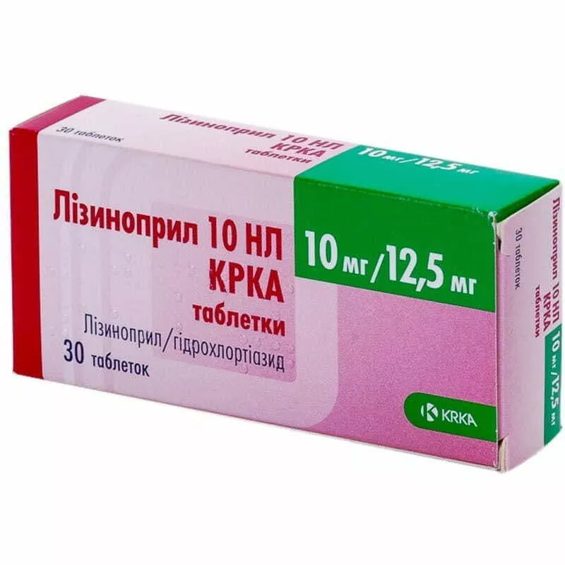 Лизиноприл 10 НL KRKA таблетки по 10 мг/12.5 мг 30 шт.