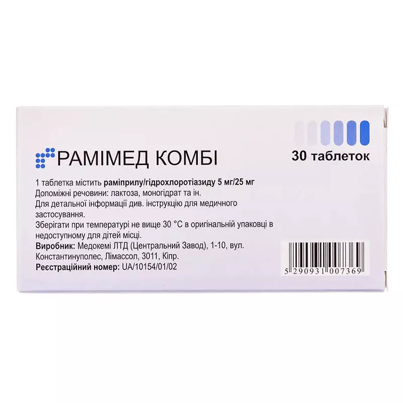 Рамимед комби таблетки по 5 мг/25 мг 30 шт. (10х3)