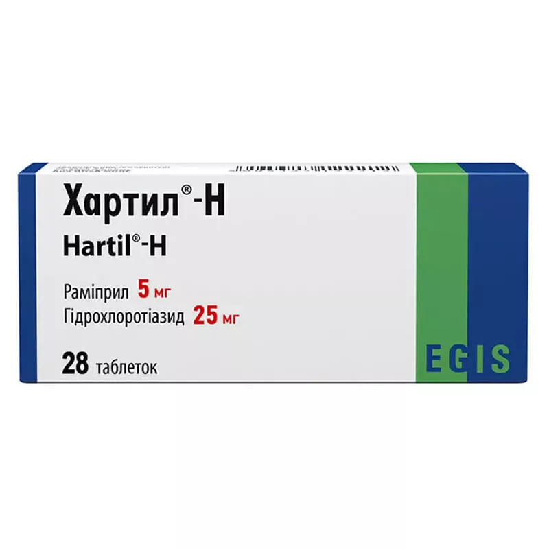 Хартил-Н таблетки по 5 мг/25 мг 28 шт. (14х2)
