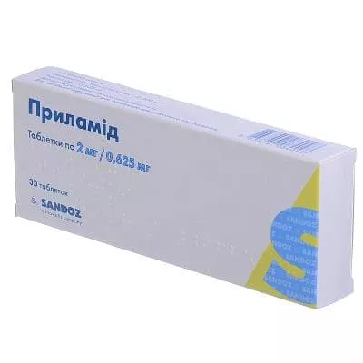 Приламид таблетки по 2 мг/0.625 мг 30 шт.