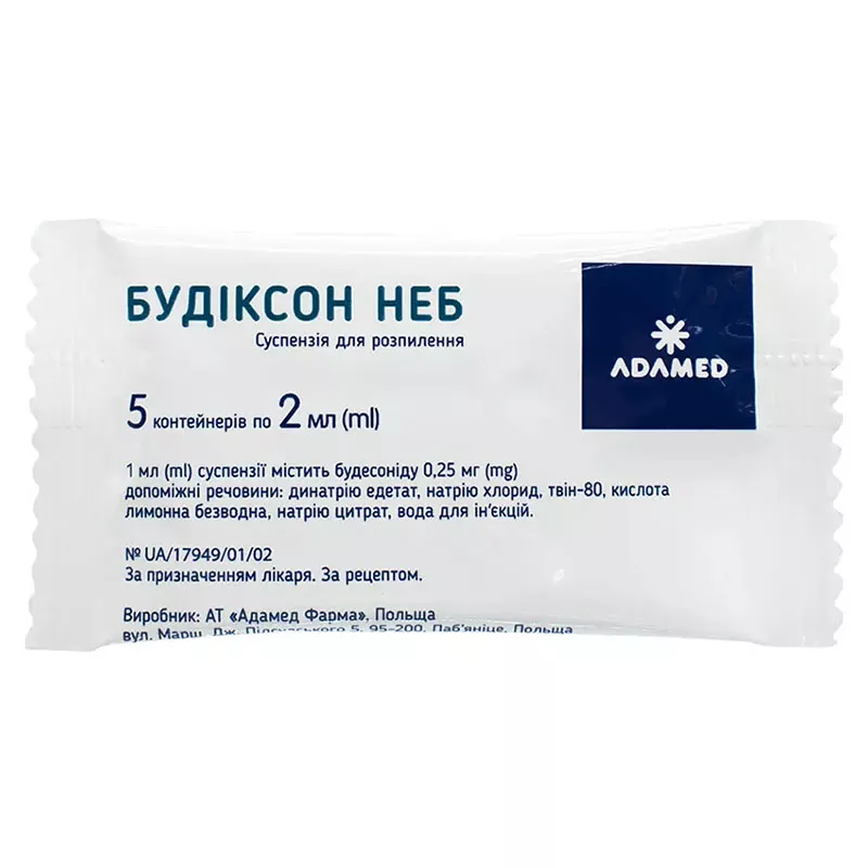 Будиксон Неб суспензия 0.25 мг/мл по 2 мл в контейнере 20 шт. (5х4)