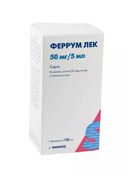 Феррум Лек сироп 50 мг/5 мл по 100 мл во флаконе 1 шт.