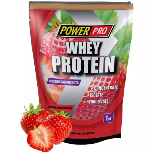 *Протеин Power Pro Whey Protein со вкусом клубники 1 кг