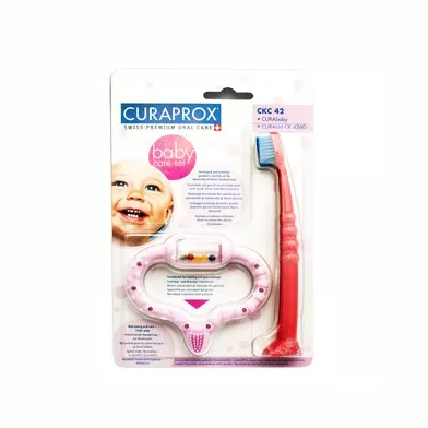 *Стимулятор Curaprox для прорезывания розовый и детская зубная щетка