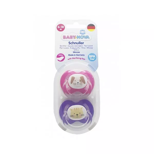 *Пустышка Baby-nova 28340LL плоская с рисунком и кольцом 1 р С