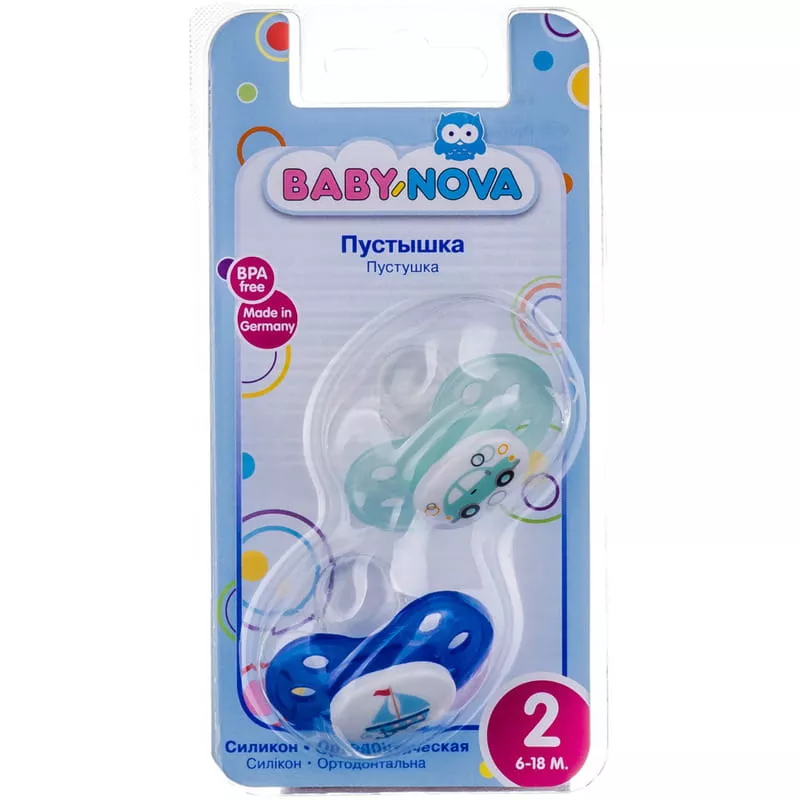 *Пустышка Baby-nova 28682LL плоская с рисунком 2 р С