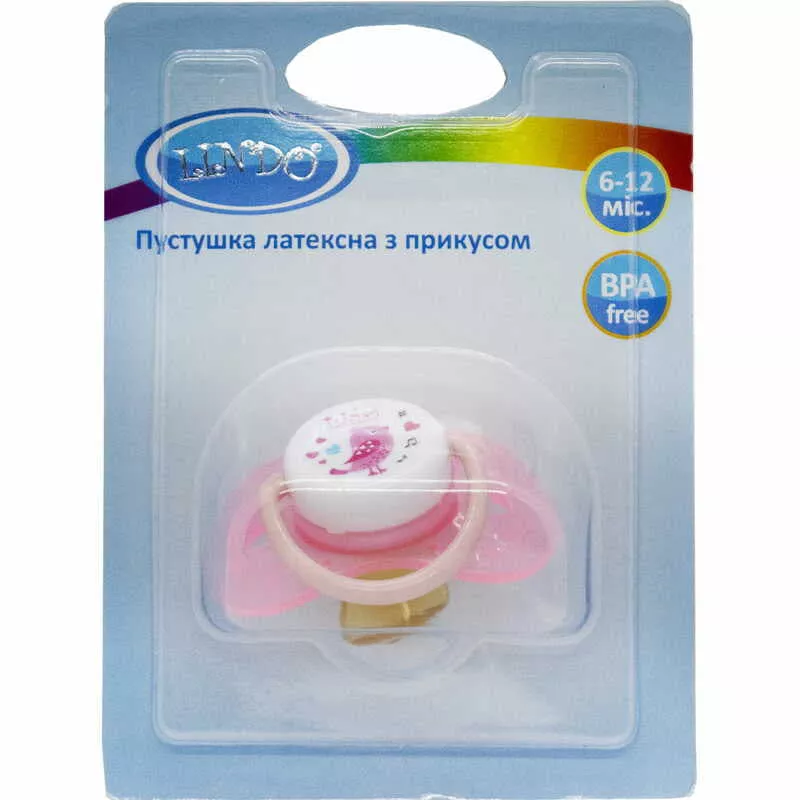 *Пустышка Lindo латекс.с прикусом 6-12мес.
