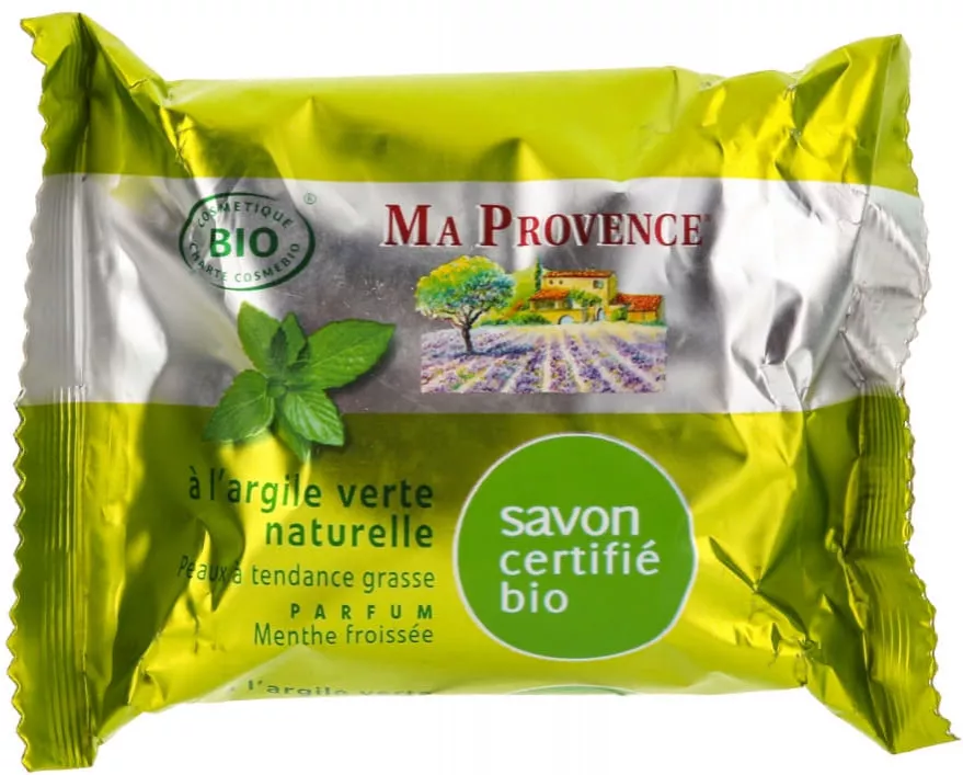 *Мыло MA PROVENCE Био-Органичное освежающее с зеленой глиной и ментолом 75 г