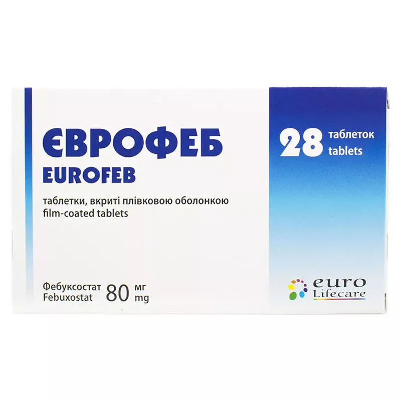 Еврофеб таблетки по 80 мг 28 шт. (14х2)