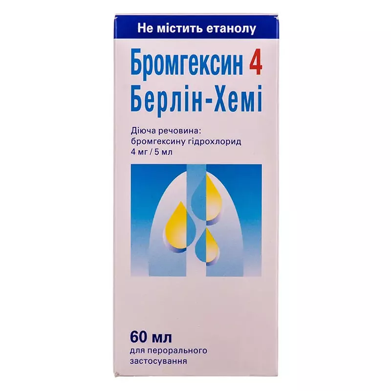 Бромгексин 4 Берлин-Хеми раствор 4 мг/5 мл по 60 мл во флаконе 1 шт.