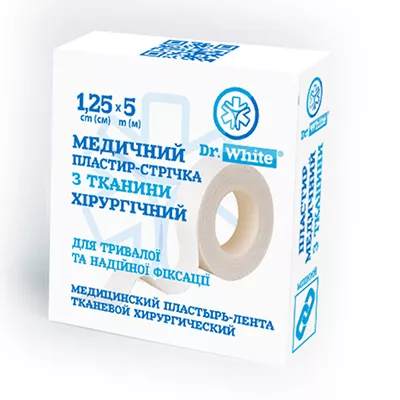 *Лейкопластырь полоски Dr.White ткан.1,25см*5м