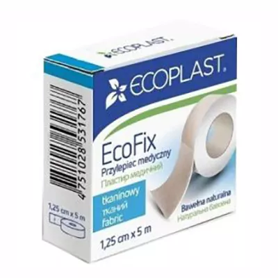 *Лейкопластырь ECOPLAST ЭкоФикс тканый катушка 1,25cм*5м