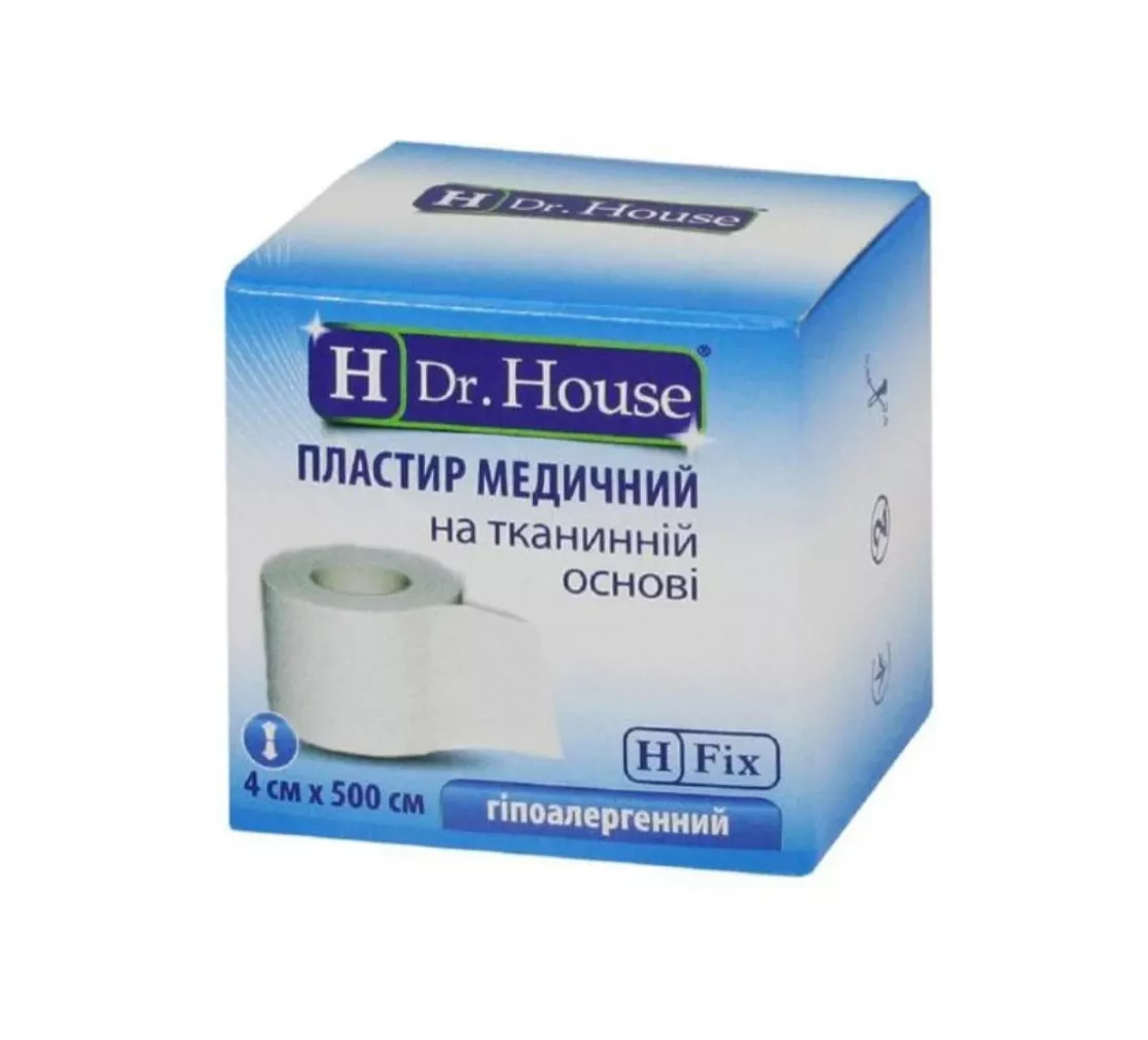 *Лейкопластырь H Dr.House катушка тканевая основа 4 см*5 м картон.упак.