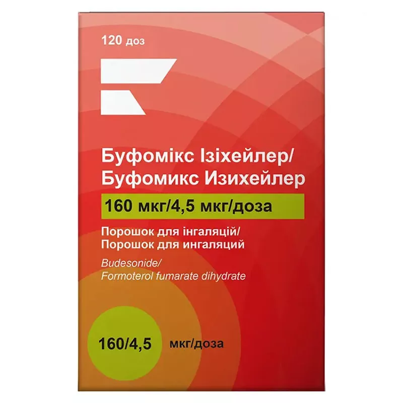 Буфомикс Изихейлер 160 мкг/4,5 мкг порошок для ингаляций по 120 доз в ингаляторе - Юрия-фарм