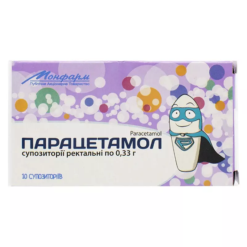 Парацетамол свечи по 0,33 г 10 шт. - Монфарм