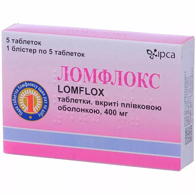 Ломфлокс таблетки по 400 мг 20 шт. (5х4)