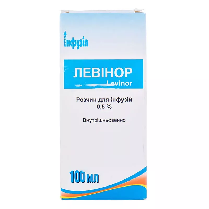 Левинор раствор для инфузий 0.5% по 100 мл в бутылке