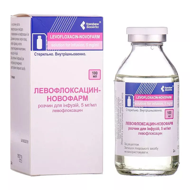 Левофлоксацин раствор для инфузий 5 мг/мл по 100 мл в бутылке 1 шт. - Новофарм
