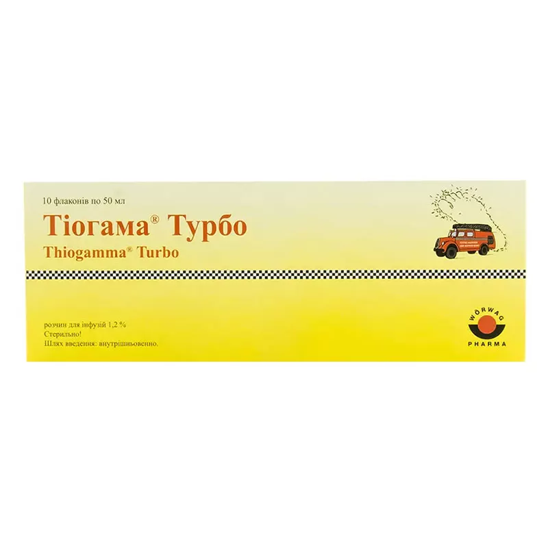 Тиогамма турбо раствор для инфузий 1.2% по 50 мл во флаконе 10 шт.