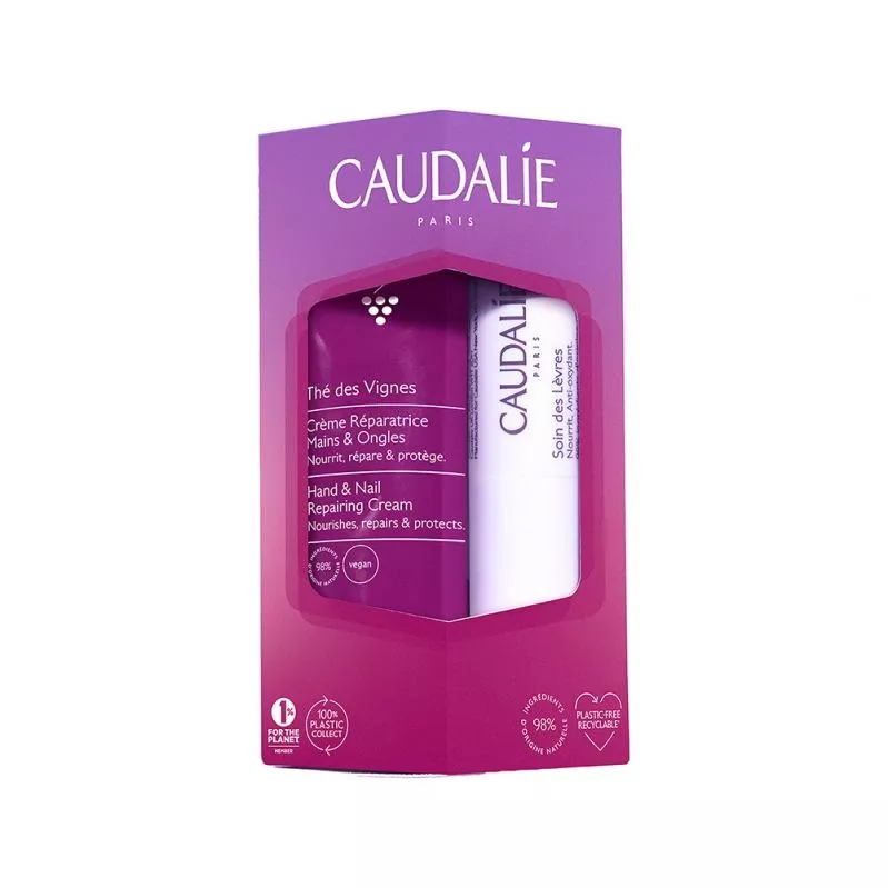 *Набор Caudalie 2736-1 LipHand Duo Thé des Vignes (Б-м д/губ увлажн4.5г Крем д/рук и ногтей30мл)