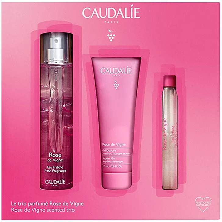 *Набор Caudalie 2814-1 Rose de Vigne 2022 (Туал вода 10мл+Гель д/душа 50мл+Туал вода 50мл)