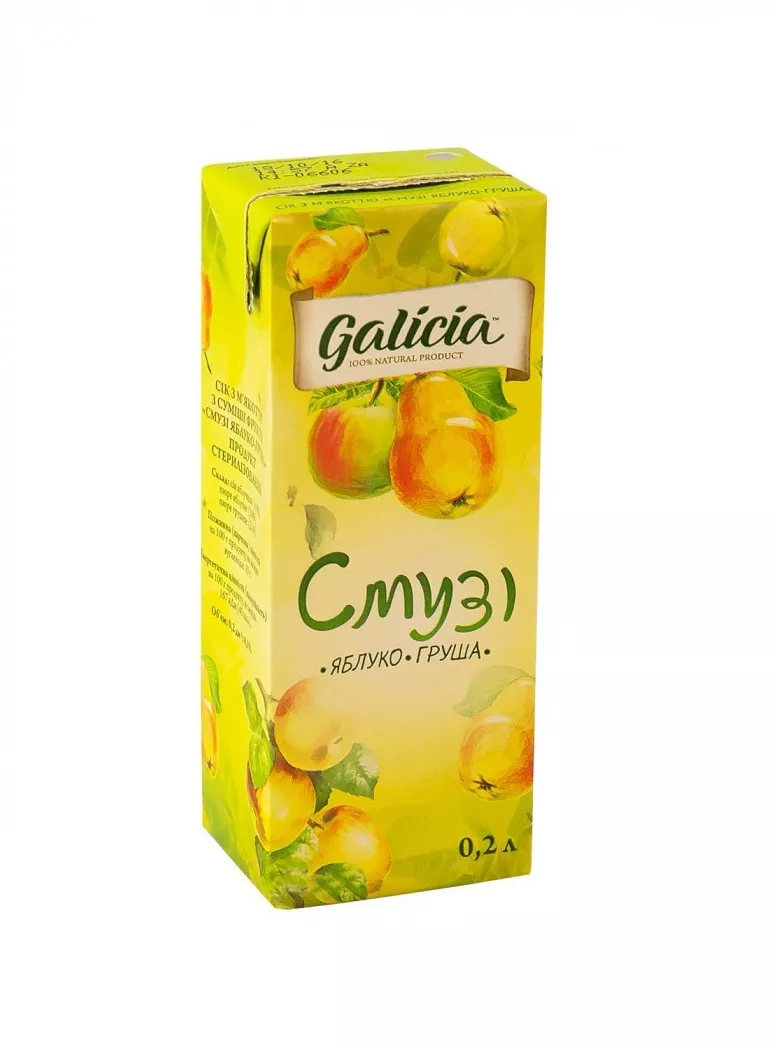 Сок Galicia Смузи Яблоко-груша с мякотью ТП 0,2л