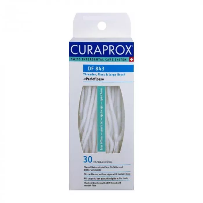 *Зубная нить Curaprox DF 843 нейлоновая 3 в 1 PERIO 70см