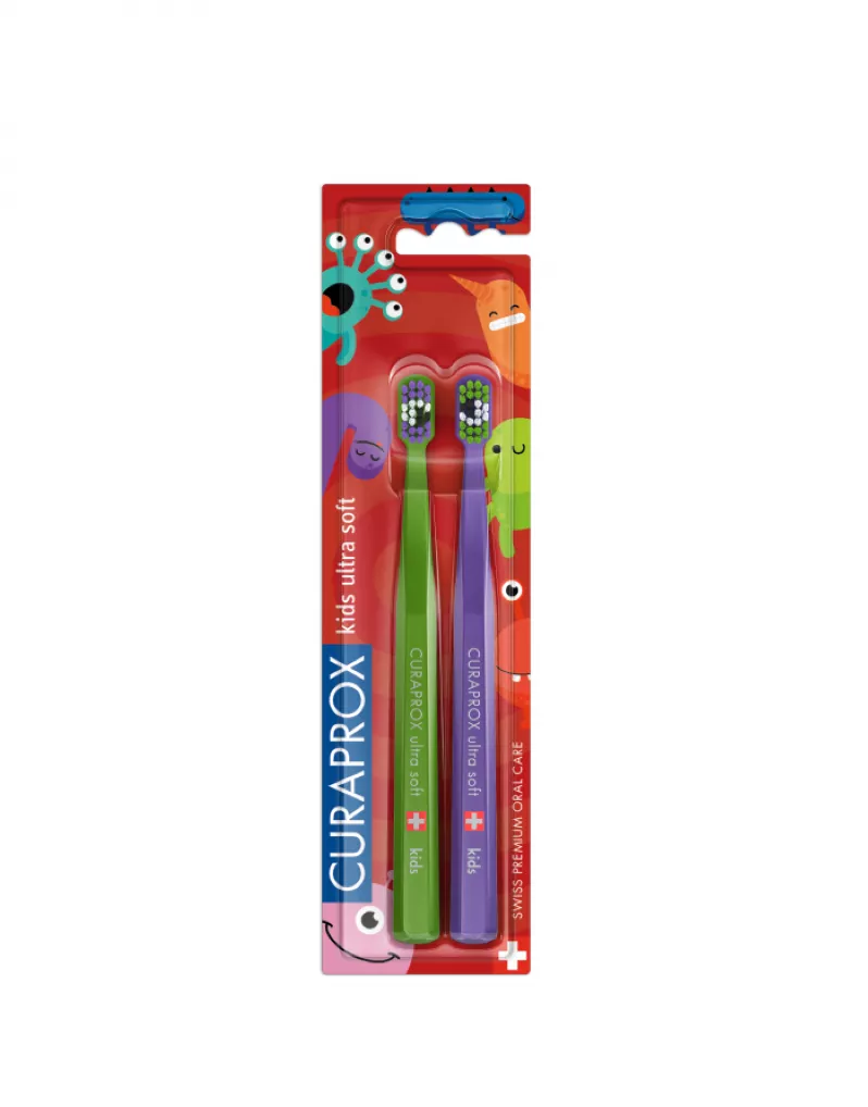 *Зубная щетка Curaprox Набор CS Kids от 5 до12 лет  2шт (CSkids/2 Little Bacterias)