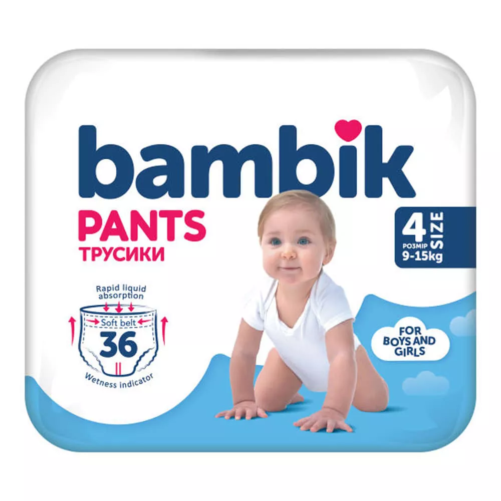 Bambik подгузники-трусики детские 4 (9-15кг) 36шт