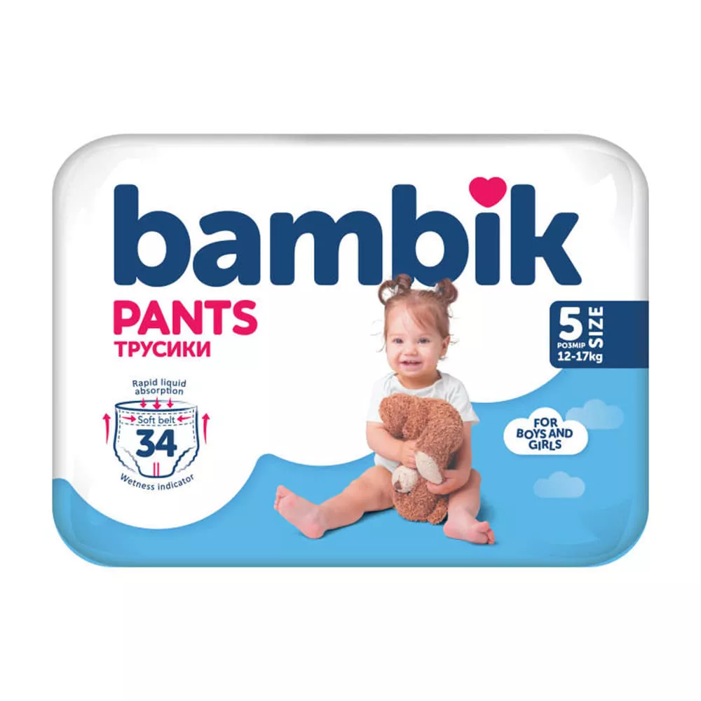 Bambik подгузники-трусики детские 5 (12-17кг) 34шт