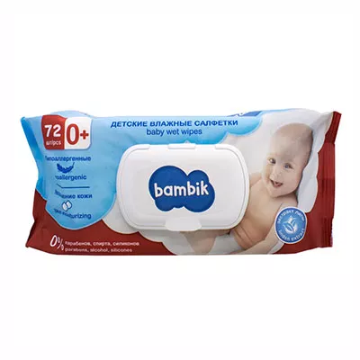 Bambik салфетки влажные детские экстракт липы №72 клапан