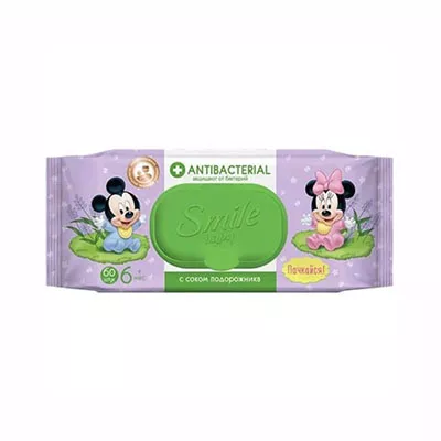*Smile салфетки влажные Baby Antibacterial №60 клапан