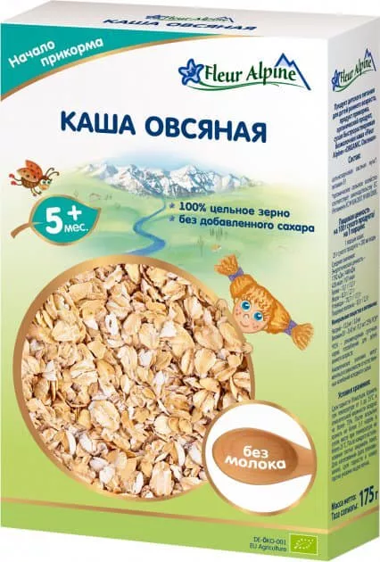 *Fleur Alpine каша безмолочная овсяная 5+ 175г