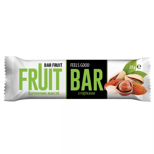 *Батончик-мюсли Fruit Bar с орехами 25г