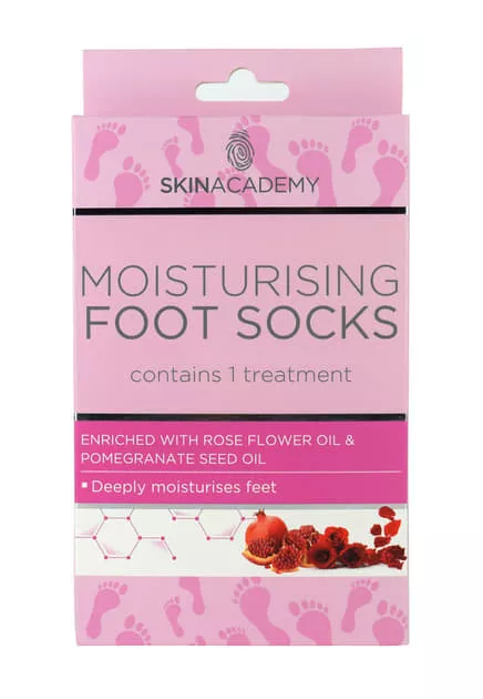 *Skin Academy носки д/ног увлажняющие Rose Flower Oil-Pomegranate Seed Oil